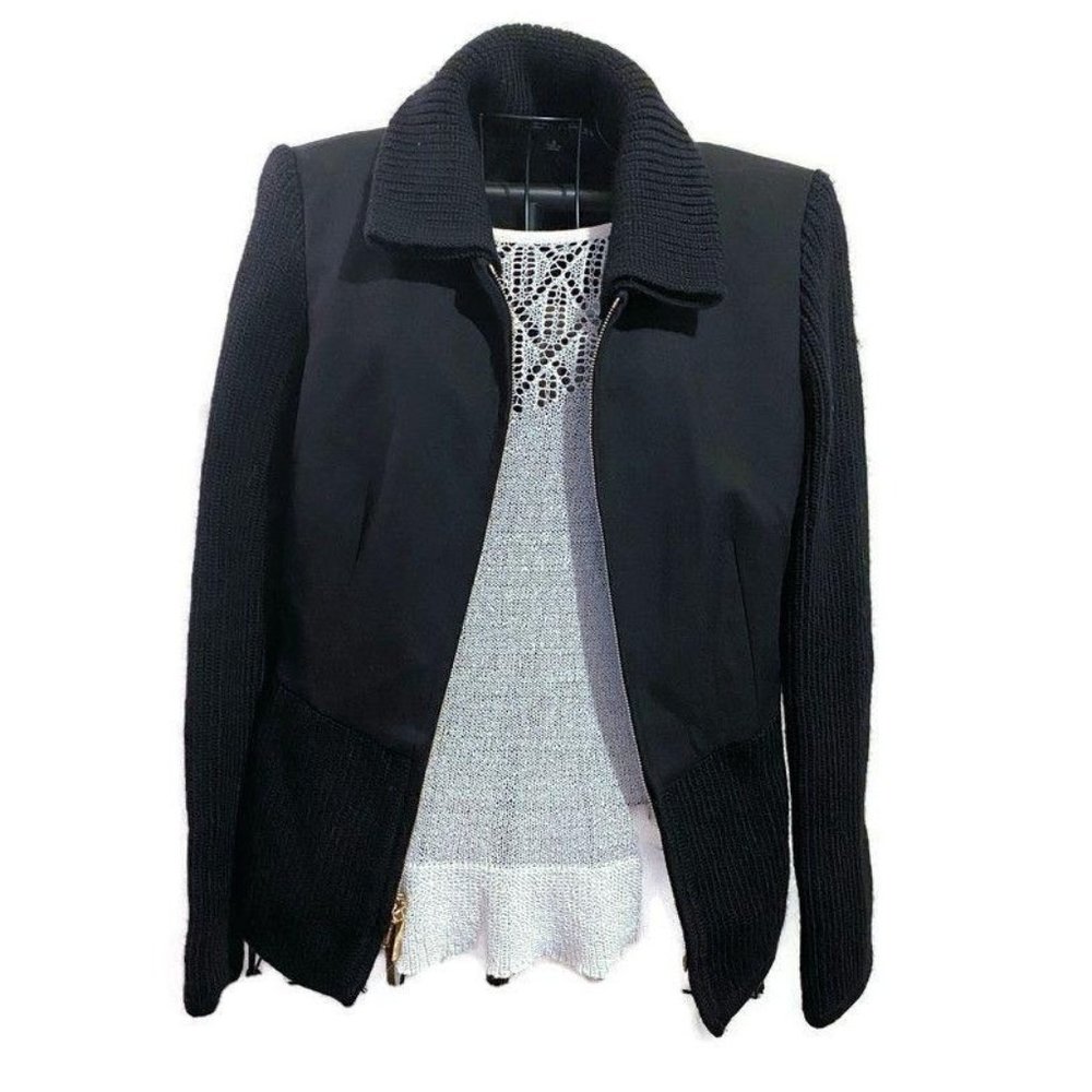 Albert Nipon Sweater Neck Blazer Sz 6 Jacket Zip